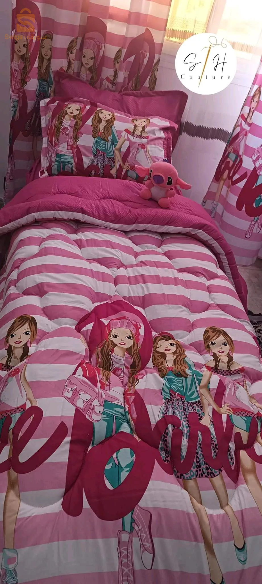 Bed and two-bed mattresses, table cover, kitchen apron