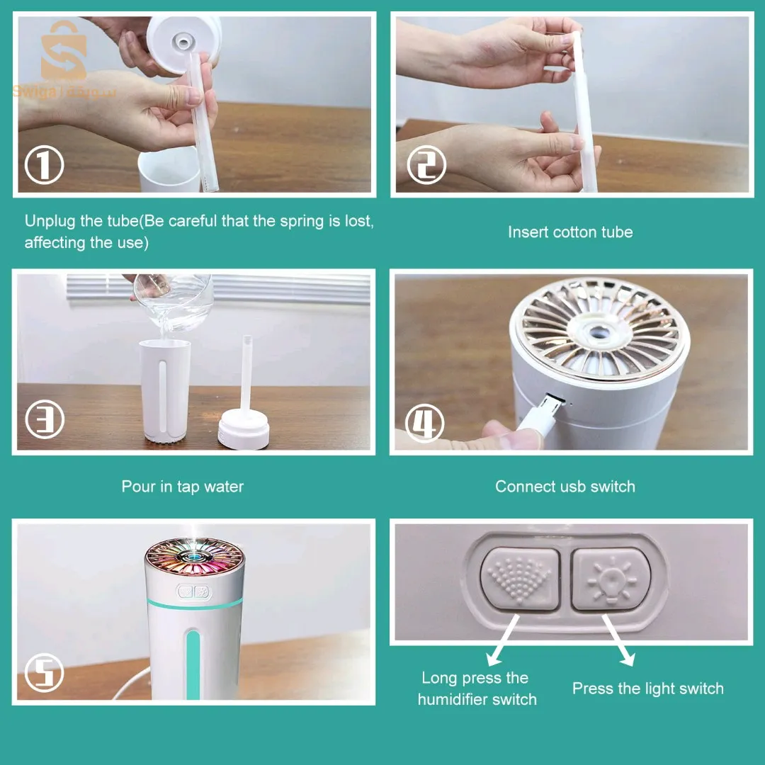 موزع روائح الزيوت العطرية وإضاءة ليلية ملونة للسيارة 300 مل