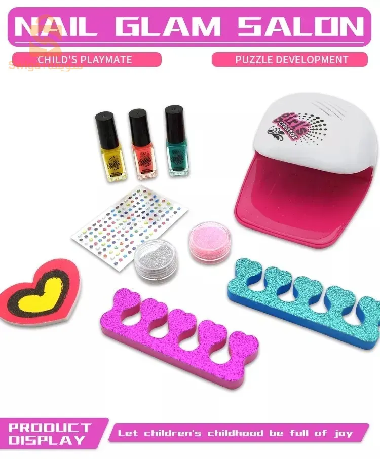 Kit de salon Nail Glam lavable pour enfants avec sèche-ongles - طقم صالون تجميل الأظافر للأطفال قابل للغسل مع مجفف للأظافر2600دج0665955230وق👉viber watts