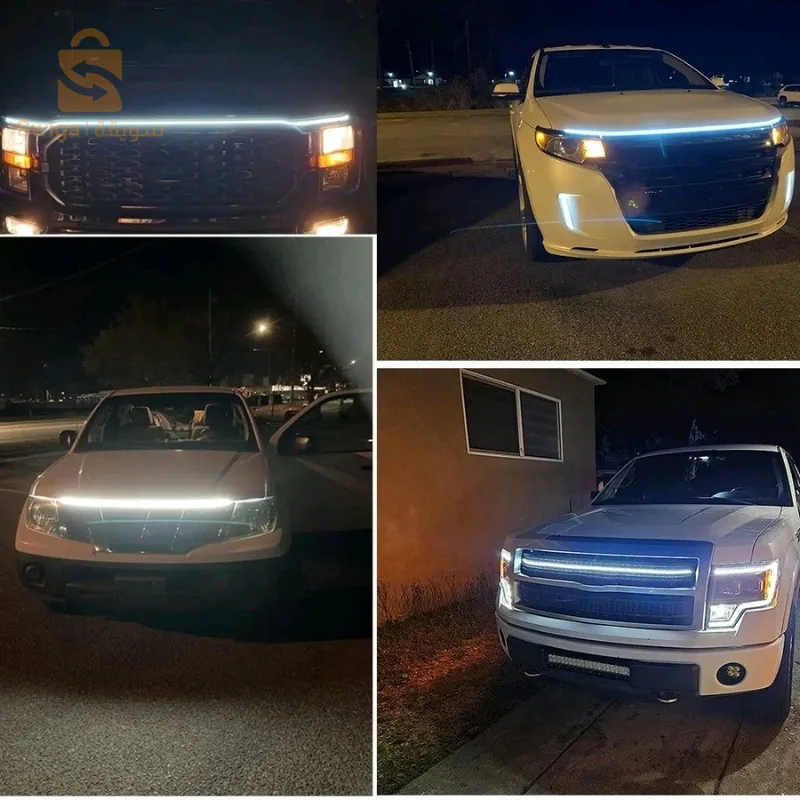 شريط إضاءة LED لغطاء السيارة، بدء المسح الضوئي، مصباح زخرفي، أضواء نهارية مرنة$👍