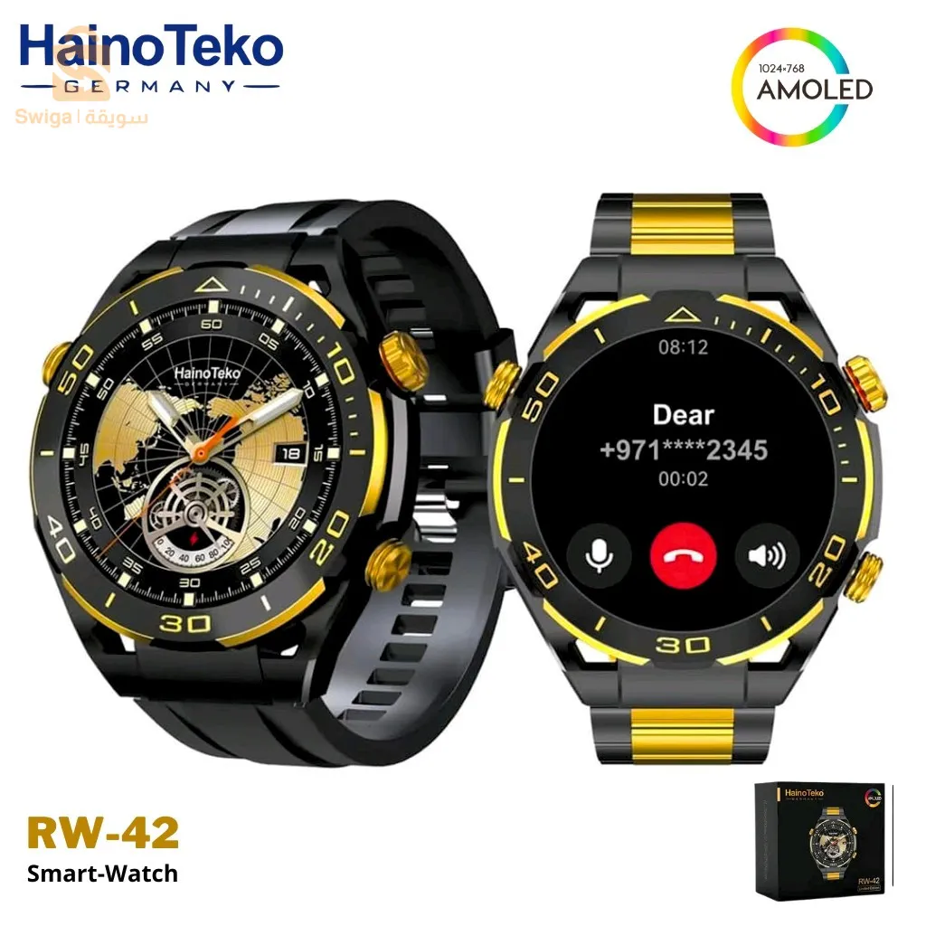 ساعة HainoTeko المحدودة الإصدار بتقنية Bluetooth Smartwatch AMOLED مع سوارين للشحن اللاسلكي$👍