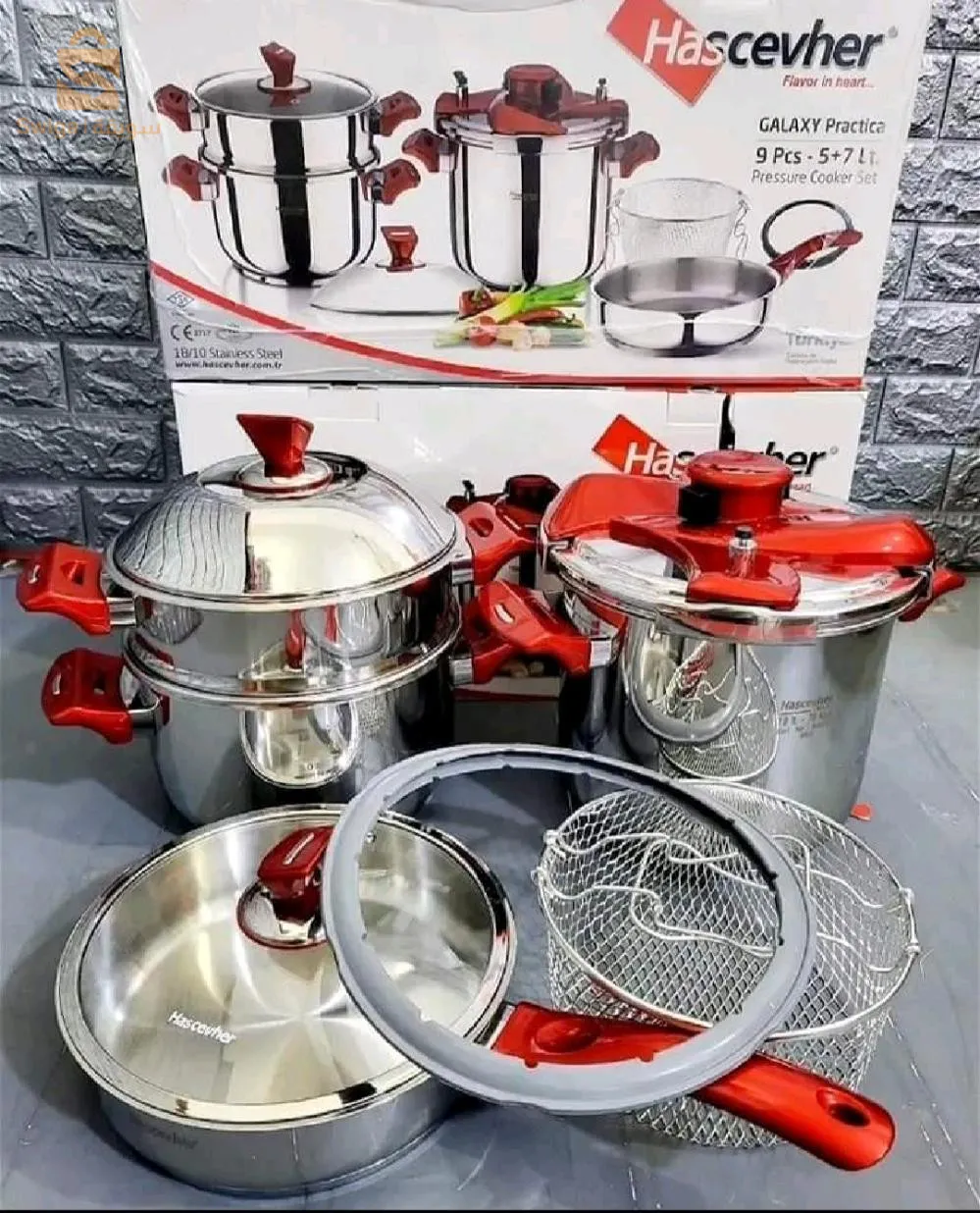 Cocotte Hascevher 9 pièces 5+7L inox