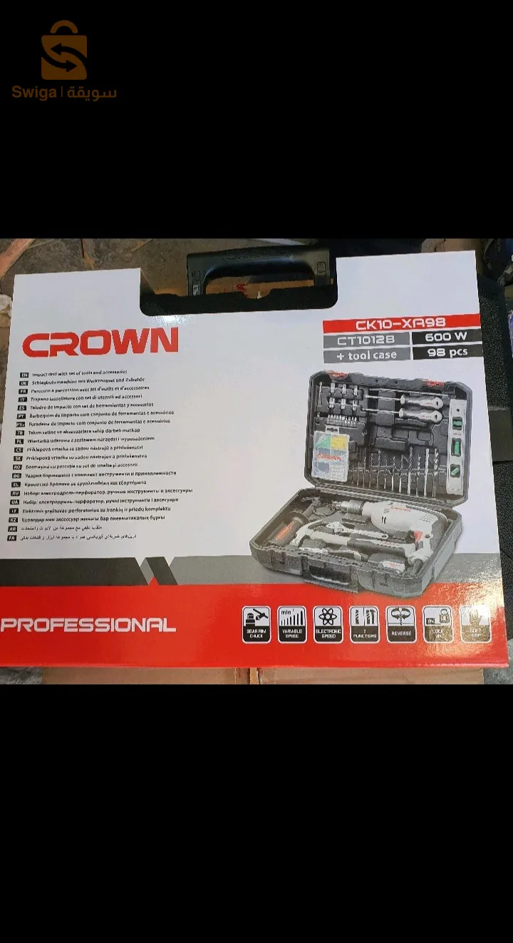 Perceuse crown valise +accessoires 98pcs