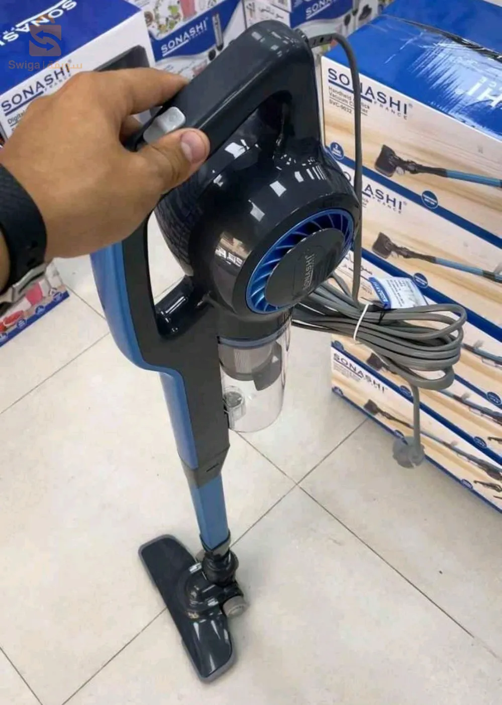 مكنسة كهربائية محمولة باليد من سوناشي، سعة 0.9 لتر، بقدرة 600 وات، SVC-9032، أزرق