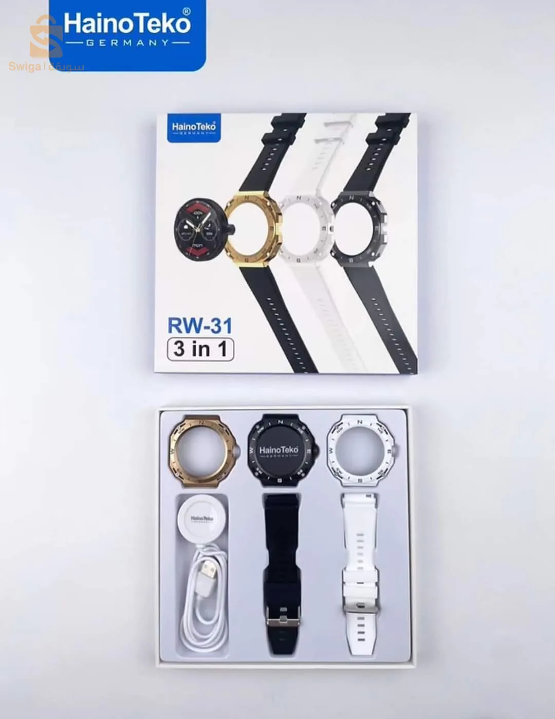 haino teko RW-31 smart watch 3en1 Original
من haino teko 
موديل RW-31 
 3 اطار  للساعة 
2 سير  
شاشة العرض الدائمة تعمل 25 دقيقة 
 شحن وايرلس 
 مكالمات 
اشعارات 
 رسائل 
5800دج
0665955230فب👉viber watts