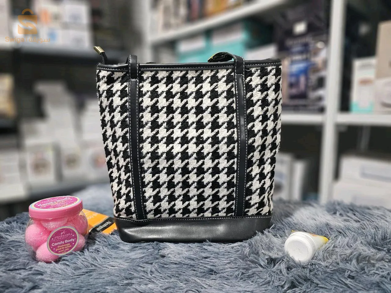 Sacs à bandoulière pied-de-poule Vintage pour femmes grande capacité