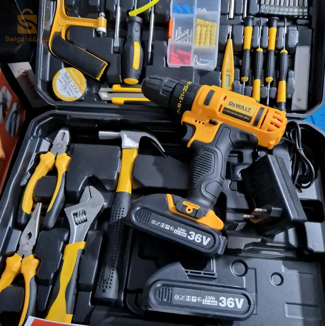 Caisse visseuse DEWALT 36vVisseuse à percussion 36v Double batterie lithium  dewalt avec accessoires 45 pièces 12500دج0665955230فب👉viber watts