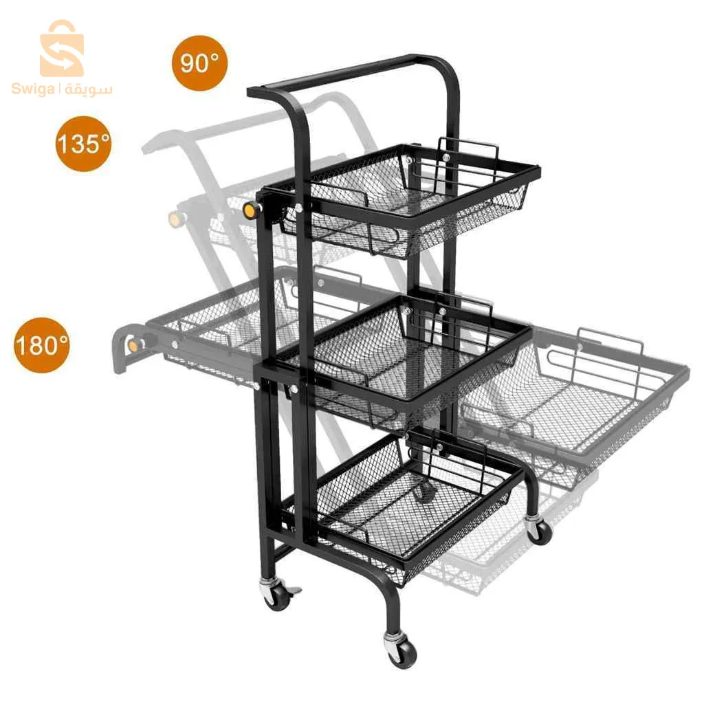 عربة تخزين للمطبخ،با 3طبقات ،قابلة للطي عالية التحمل