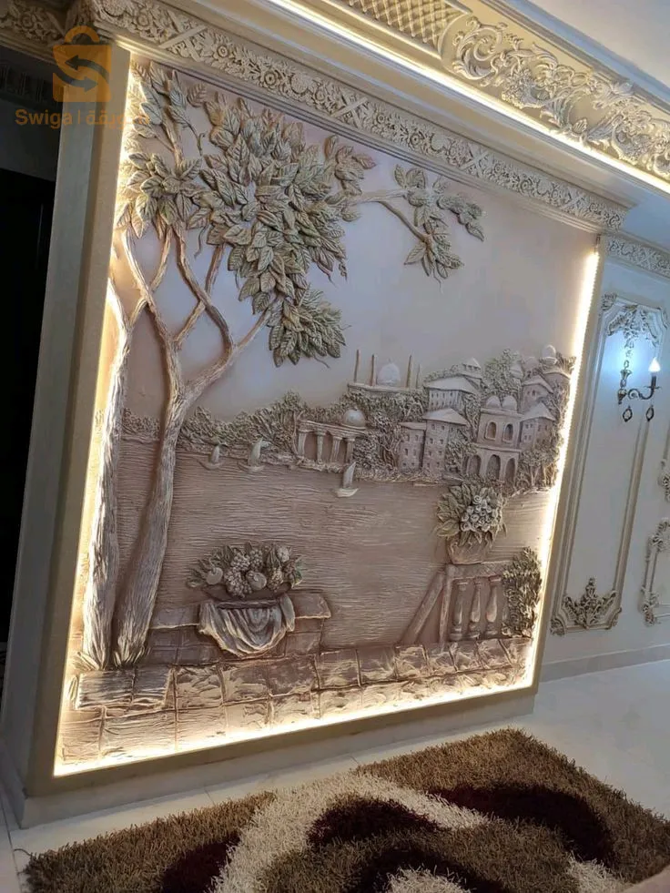 ديكورات داخلية وخارجية ، النحت البارز على الجدران ،
