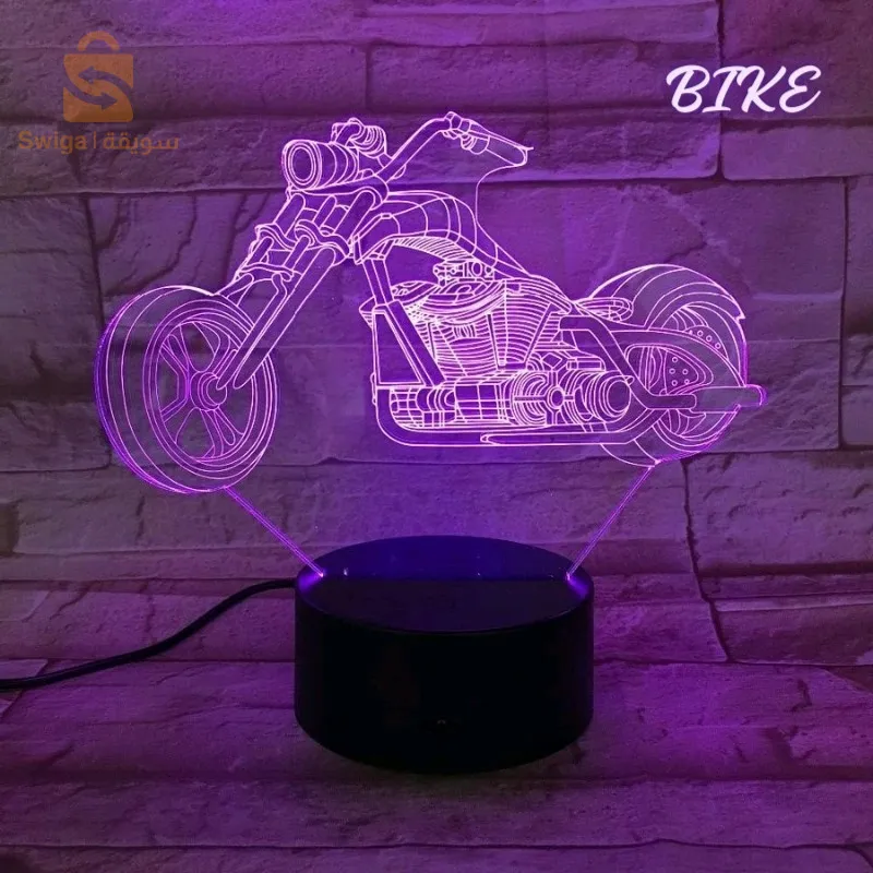 Lampe Veilleuse de bureau 3D 7 lumières changeantes de couleurs En Acrylique