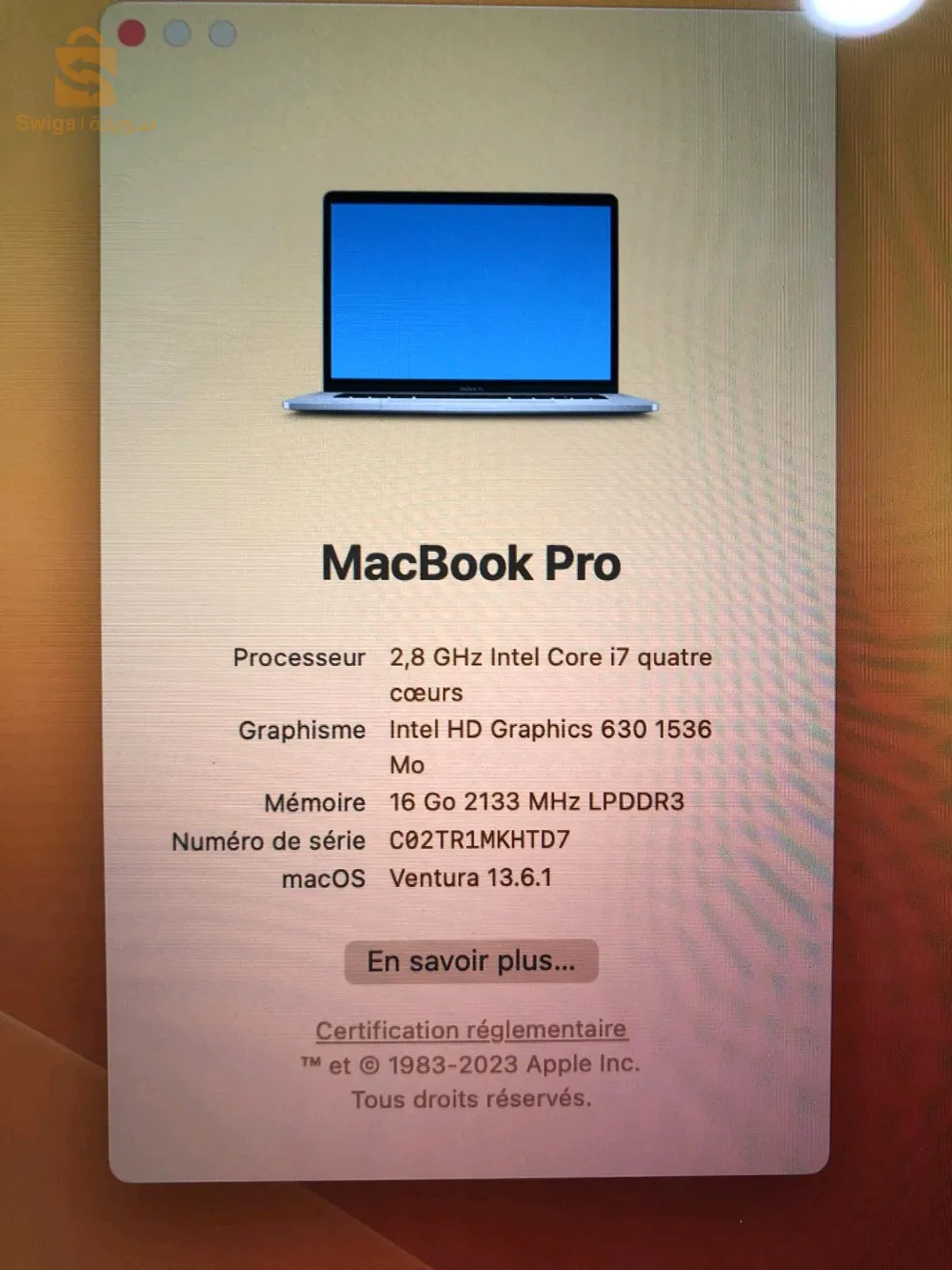 MacBook pro 2017 touche bar 15 inch