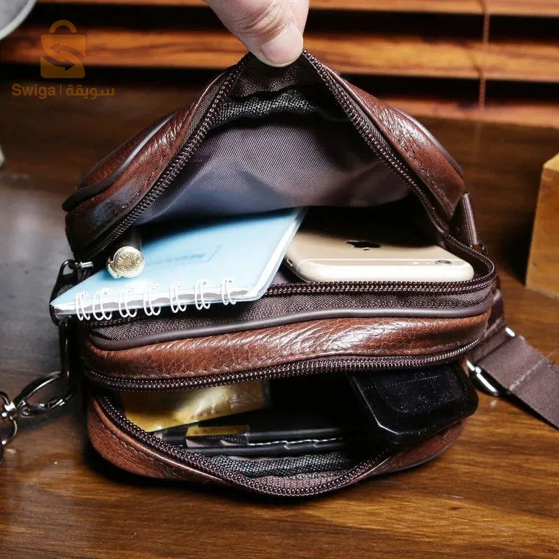 حقيبة كتف وحزام من الجلد الصناعي للرجال$👍