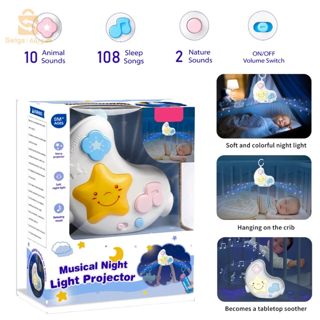 télécommande pour bébé - جهاز عرض ضوئي ليلي موسيقي مع جهاز تحكم عن بعد للطفل
ضوء الليل بيبي لونا وستيلوتا كيدز ميلودي مع جهاز عرض يحتوي الضوء الليلي على وظيفة موسيقية ووظيفة جهاز عرض، حيث يعرض النجوم الملونة بشكل جميل والقمر والصور الأخرى. مجهزة بأصوات الطبيعة بما في ذلك الصراصير والمطر والطيور والرياح والمحيطات والتيار و10 أصوات حيوانات. يهدئ ويهدئ الطفل، ويساعده على النوم بسرعة. يتضمن المصباح 108 تهويدة وأصوات عاطفية وأصوات الآلات الموسيقية وأصوات الطبيعة وغير ذلك الكثير. لم تعد بحاجة إلى الخروج من السرير أو الأريكة لتشغيلها أو إيقاف تشغيلها. يمكنك تشغيلها/إيقافها، وضبط مستوى الصوت، وتغيير الأغاني وضبط المؤقت لمدة 10/20/30 دقيقة بسهولة، باستخدام جهاز التحكم عن بعد الخاص باللعبة. الإسقاطات مع النجوم أو وظيفة الضوء الليلي. بالإضافة إلى ذلك، تعد ميزة الإضاءة الليلية رائعة عندما تحتاج إلى الاستيقاظ لتناول الطعام ليلاً. عمر البطارية طويل، وهي صغيرة وخفيفة بما يكفي لتعليقها على جانب سرير الأطفال أو عربة الأطفال أو حتى مقعد السيارة.
جهاز عرض موسيقي بإضاءة ليلية للأطفال لحن
10 أصوات حيوانات.
108 التهويدات.
جهاز التحكم عن بعد متضمن.
الأبعاد: 13x13x5 سم
3000دج
0665955230وق👉viber watts