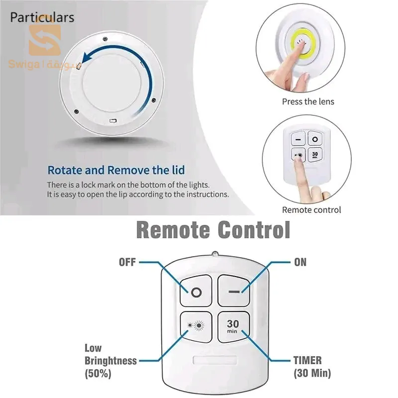 5 lampes Led avec télécommande