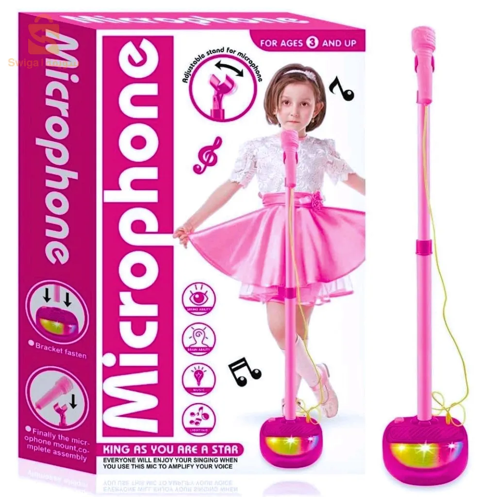 ميكروفون حامل كاريوكي للأطفال مع أضواء صوتية$👍