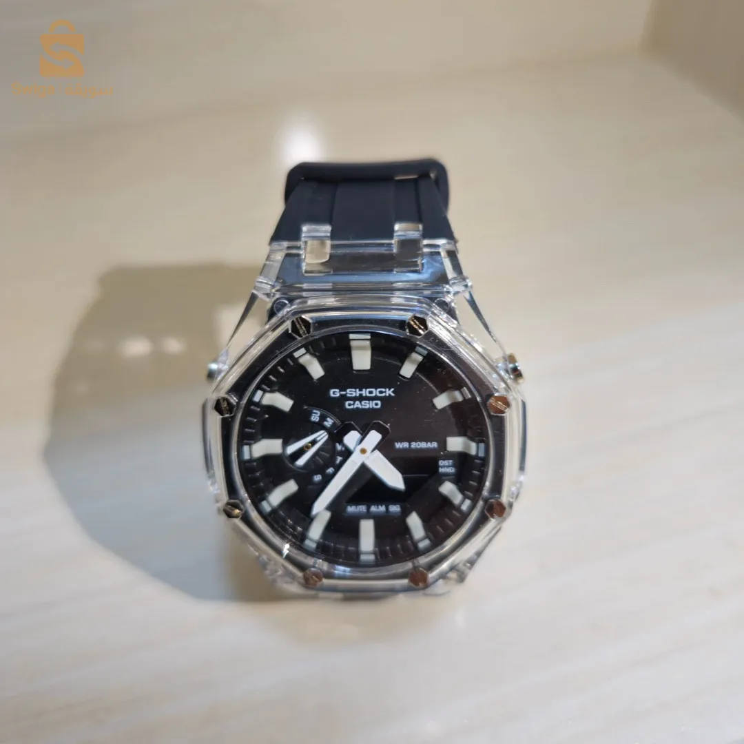 Montre Casio G-Shock bracelet silicone trasparent fond noir_V2