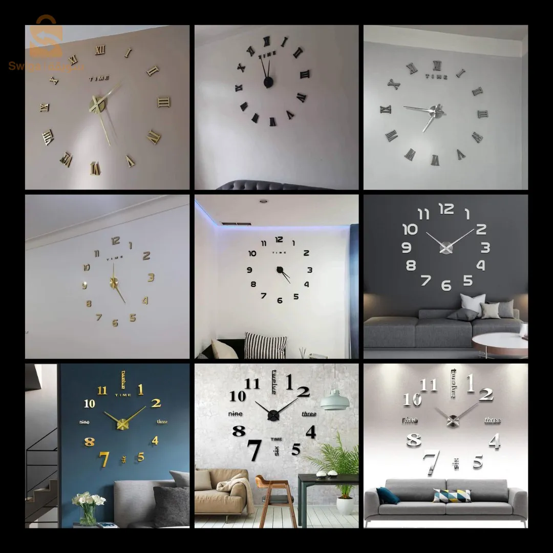 Horloge Murale 3D 🕰️ Décoration Pour Maison Salon Chambre Bureau Au Plusieurs Modele Et Couleur 🎨