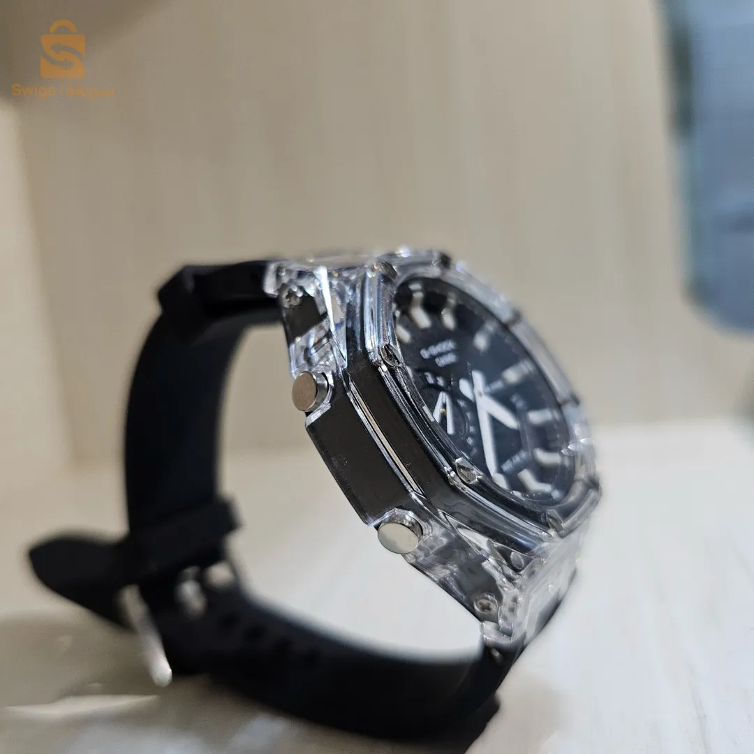 Montre Casio G-Shock bracelet silicone trasparent fond noir_V2