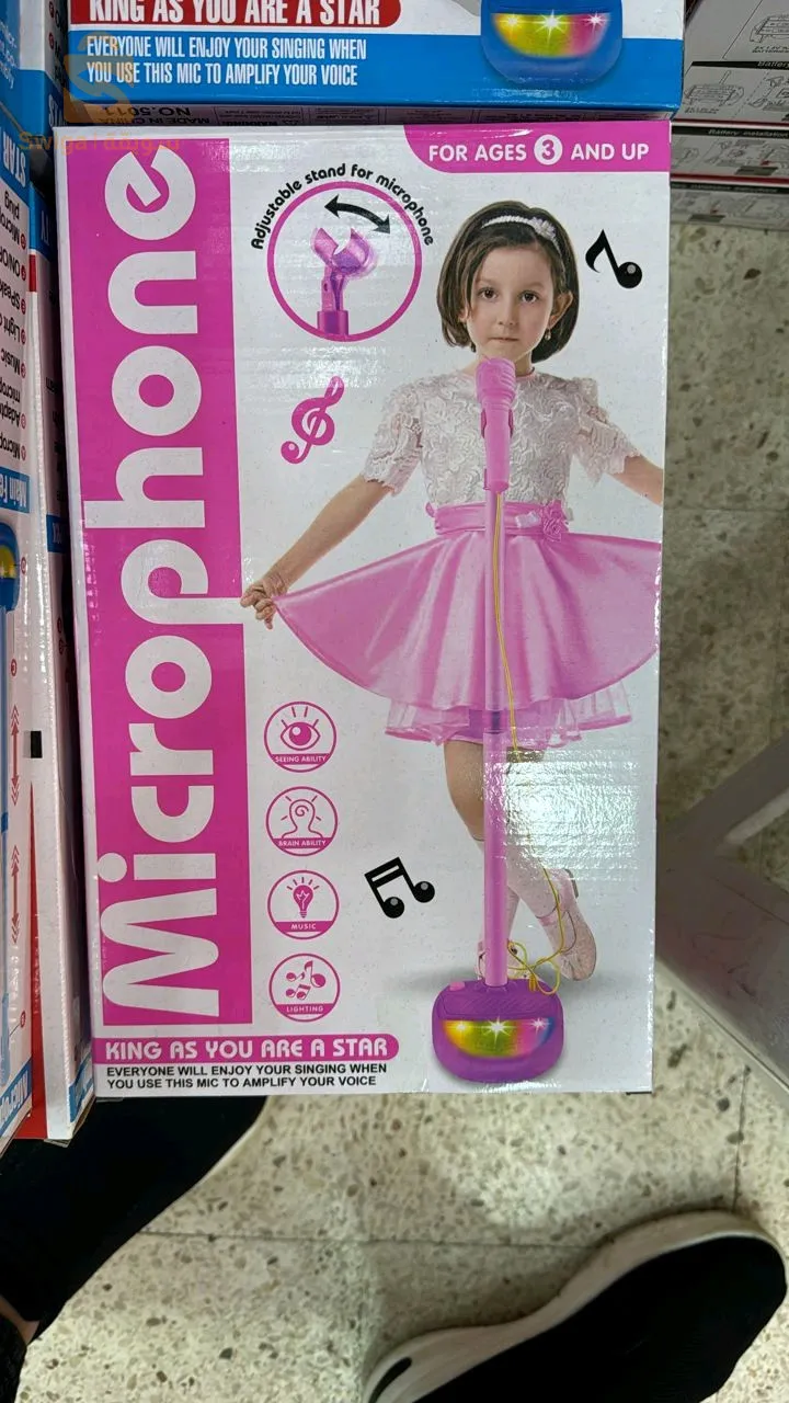 ميكروفون حامل كاريوكي للأطفال مع أضواء صوتية$👍