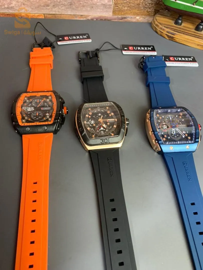 – curren-montre Original bracelet en Silicone pour hommes chronographe étanche 8442