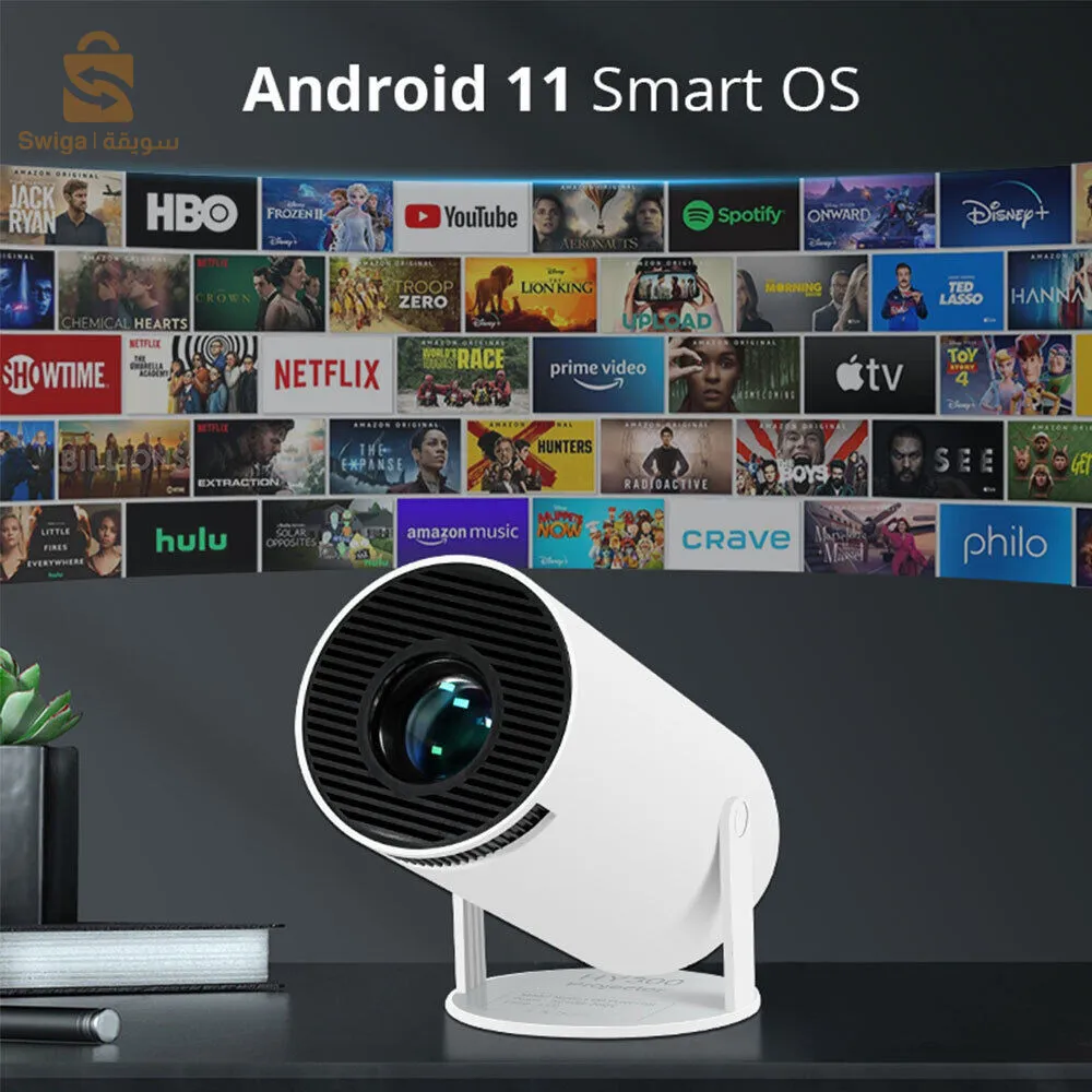جهاز عرض صغير HY300 بدقة 4K، أندرويد 11.0، واي فاي 6، بلوتوث 5.0، سينما منزلية 1280 بكسل$👍
