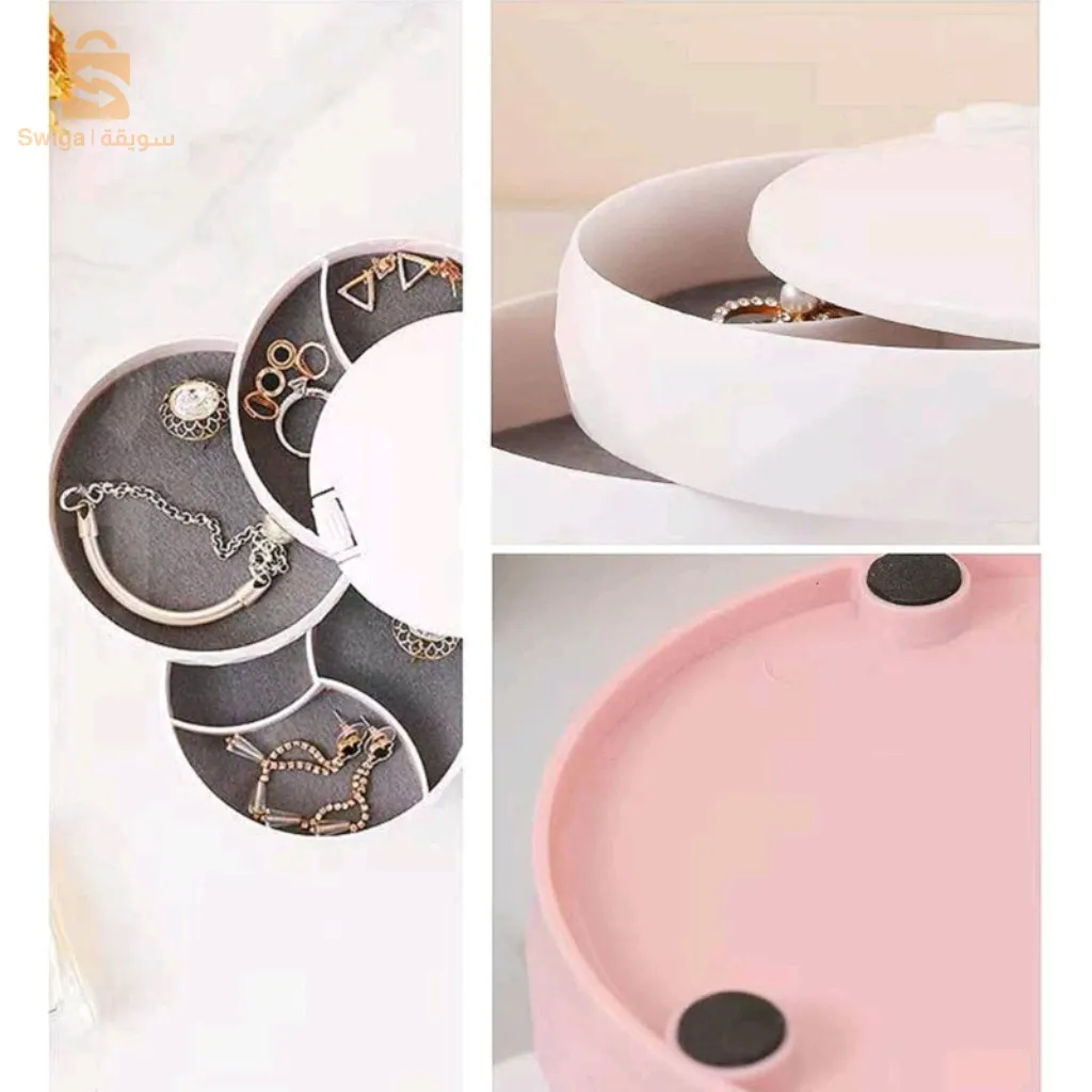 Boîte de rangement de bijoux multicouche Rotatif Avec Miroir