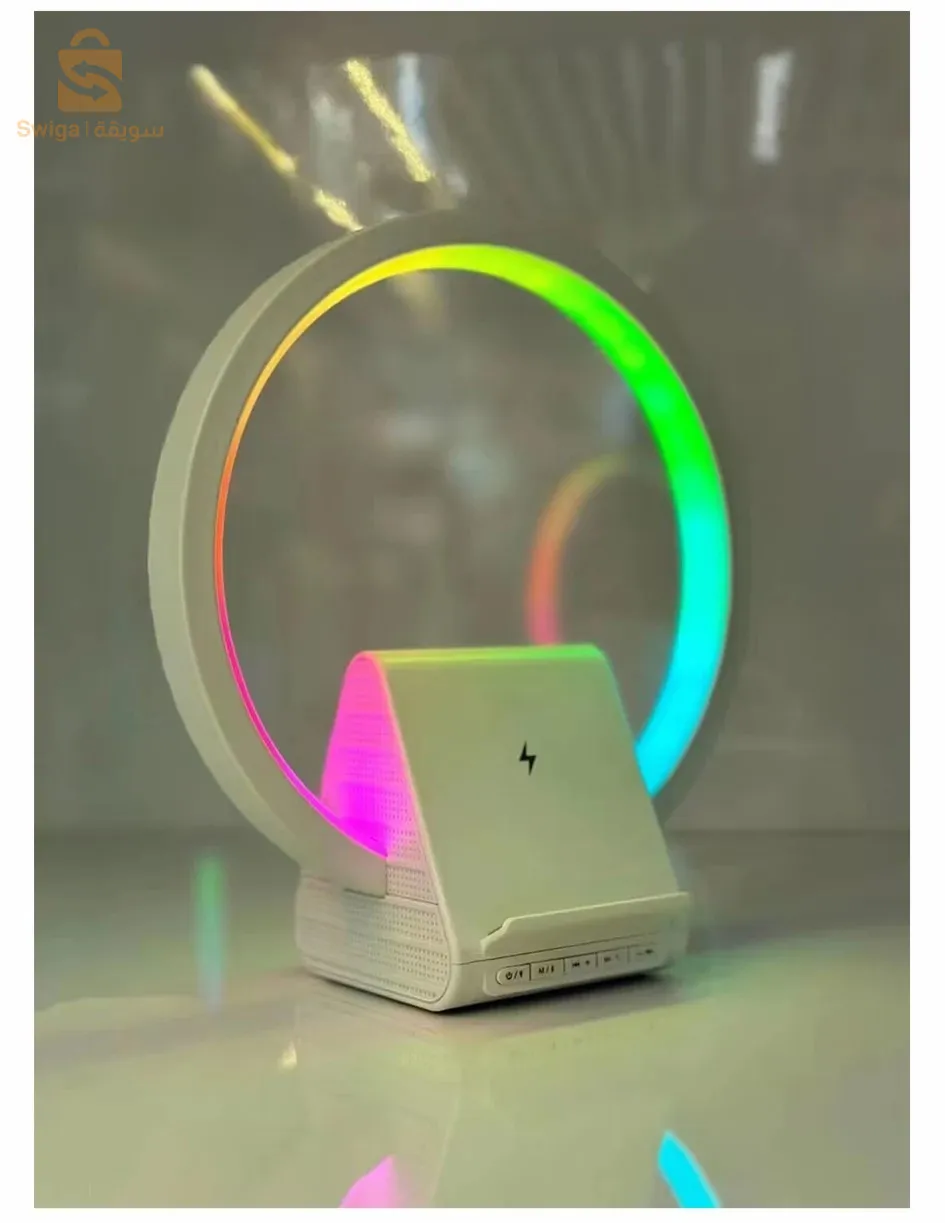 Lampe de chevet avec chargeur sans fil, haut-parleurs Bluetooth rechargeables support de charge rapide, 15W BT-256