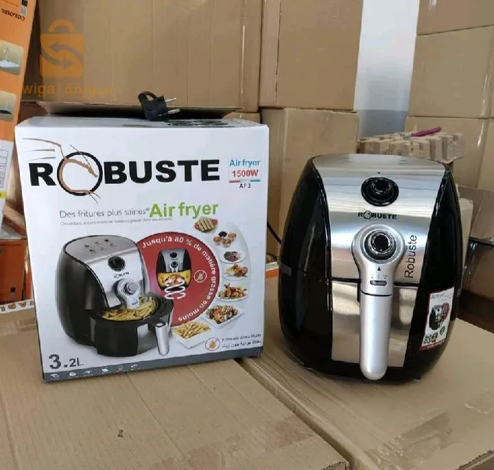 Friteuse ROBUSTE3.2L 1500w✔️Friteuse sans huile Capacité  : 3.2 Litres✔️-Thermostat réglable 80° – 200°✔️-Minuterie (arrêt automatique) 30Min✔️-Antiadhésif nettoyage facile✔️-Façade en acier inoxydable✔️-Voltage : 220V/240V – 50Hz/60H