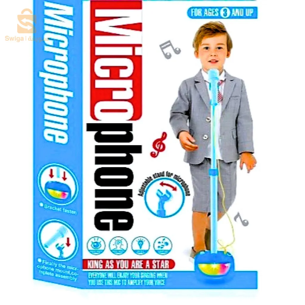 ميكروفون حامل كاريوكي للأطفال مع أضواء صوتية$👍