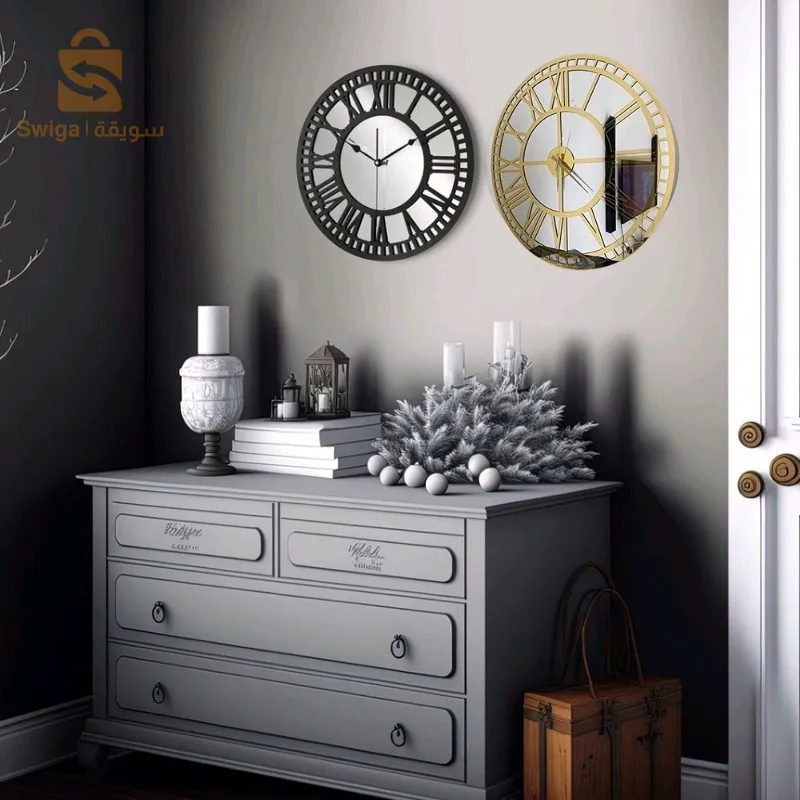 Horloge Murale Décorative Chiffres Plexiglass Avec Fond En Acrylique effet miroir 40Cm / 40Cm