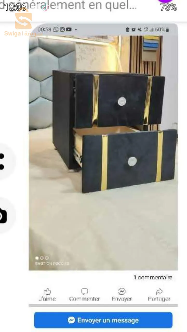 lit capitons bien fini en bois Rouge très bien  solide