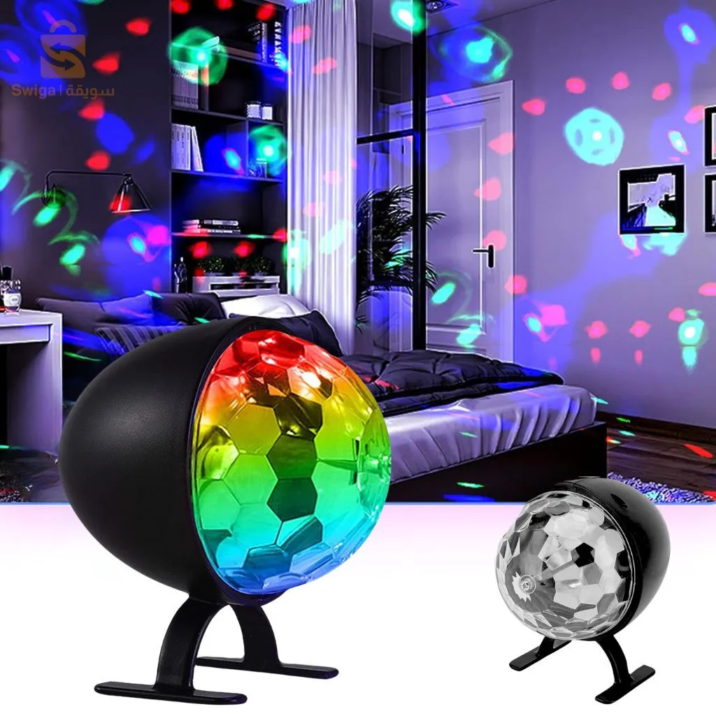 ضوء مسرح على شكل كرة سحرية دوارة ملونة RGB$👍