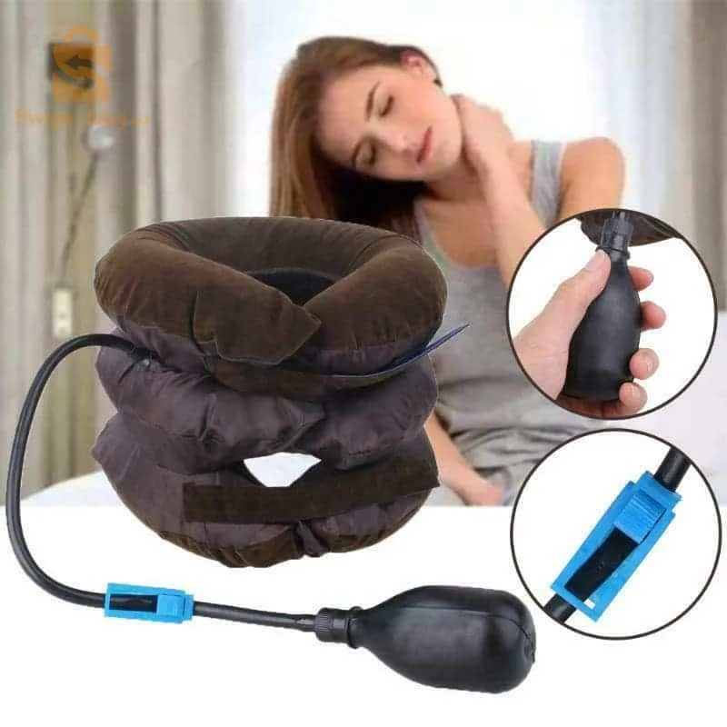 Air neck pillow with hand pump