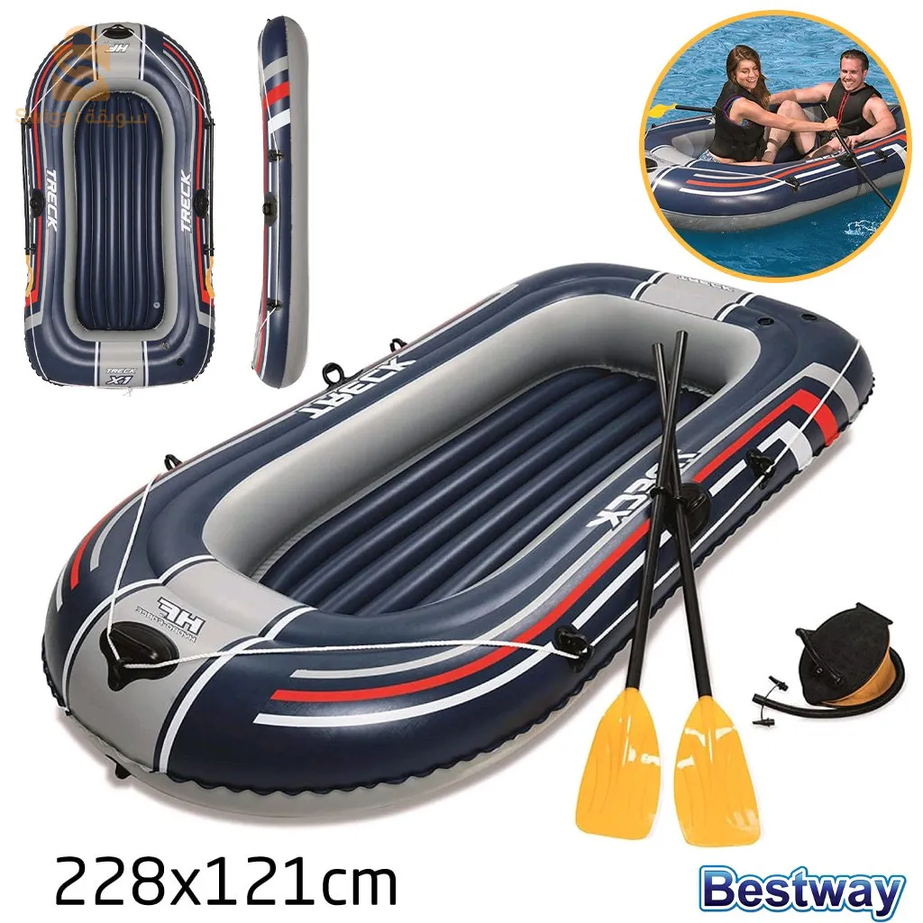 بيست واي - قارب قابل للنفخ متين لشخصين Hydro-Force™ Trek X1 228 x 121 x 32 سم 61083$👍