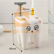 Support de brosse à dents en forme de dents de 4 trous pour salle de bain