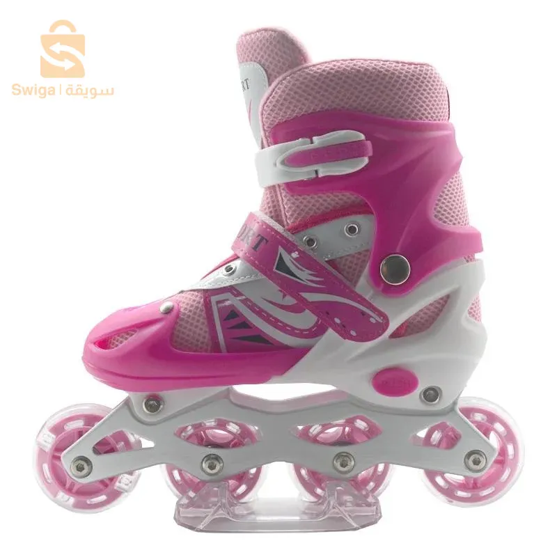 بكرات محاذاة مريحة للأطفال مع عجلات RGB - مقاس وردي 35-38 / 38-42$👍