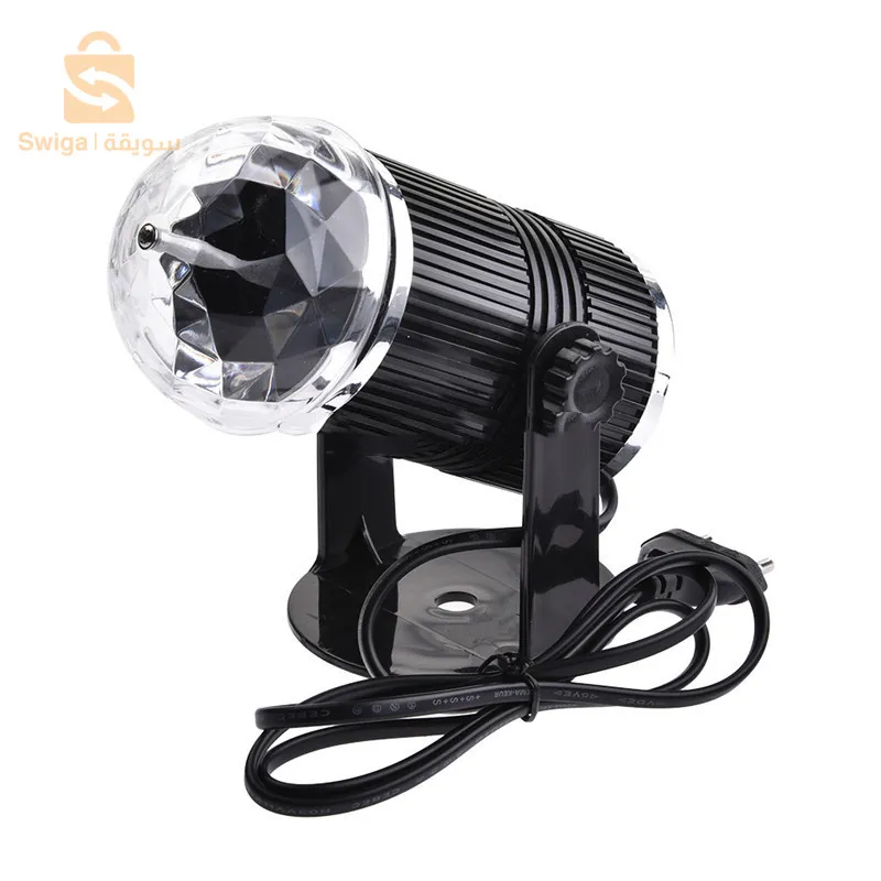 جهاز عرض كرة بلورية دوار مع التحكم الصوتي، ليزر RGB LED 220 فولت$👍