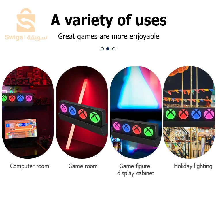 مصباح إضاءة LED بأيقونات Xbox مع 3 أوضاع إضاءة - إضاءة ملونة تفاعلية مع الموسيقى$👍