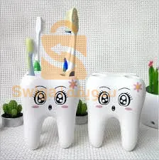 Support de brosse à dents en forme de dents de 4 trous pour salle de bain