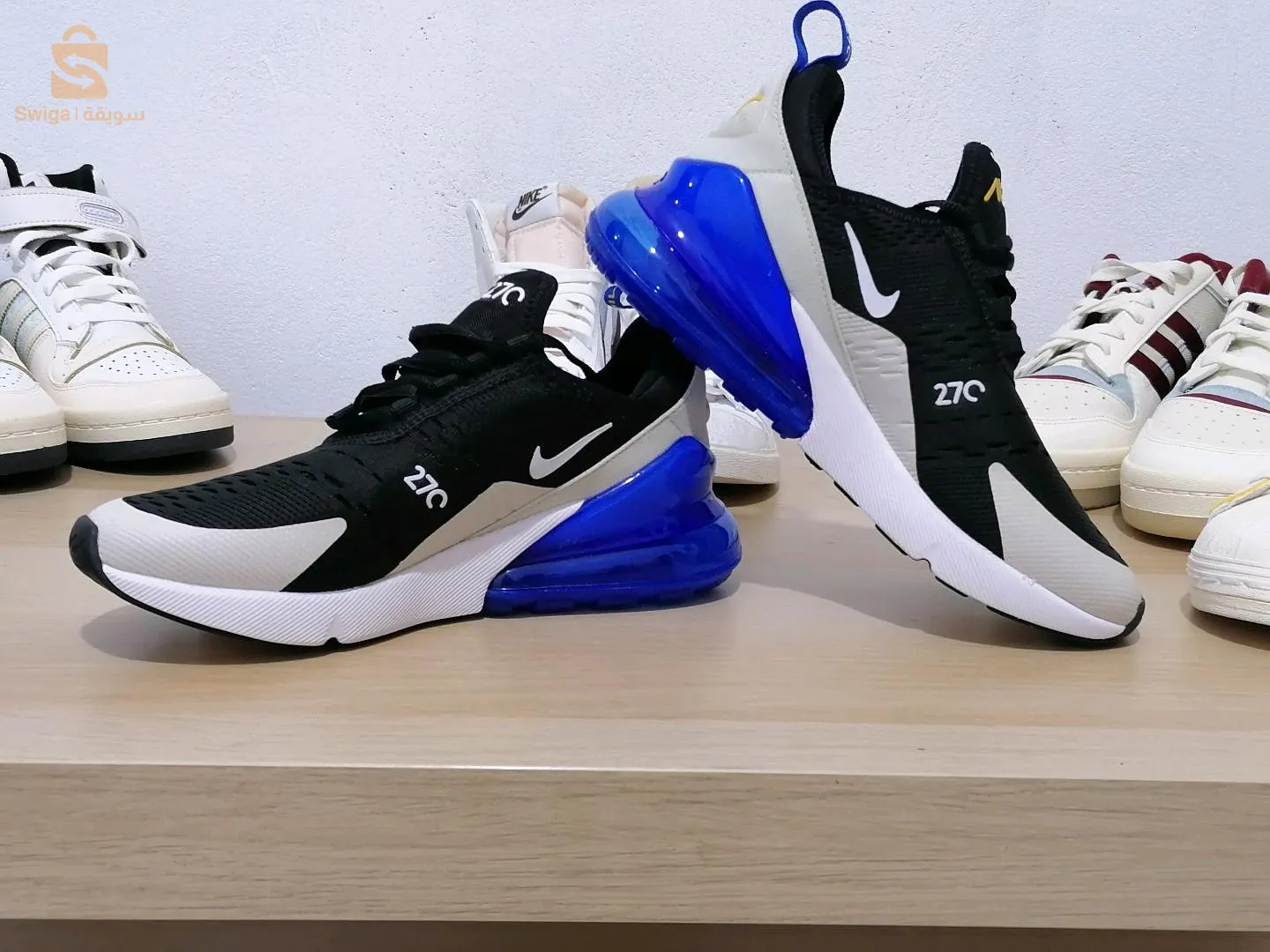 Nike Air Max 270 GS Black Game Royal Blue Running Shoes Mens