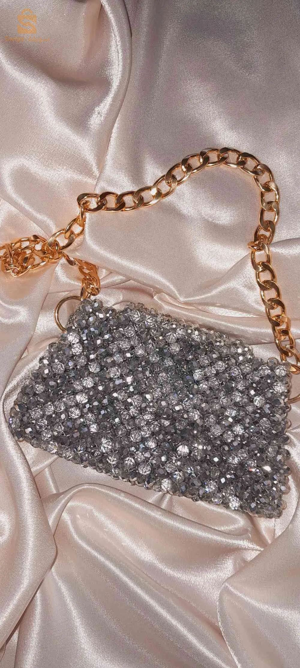 sac fait à la mainsac en cristal gris lumineux fait à la main