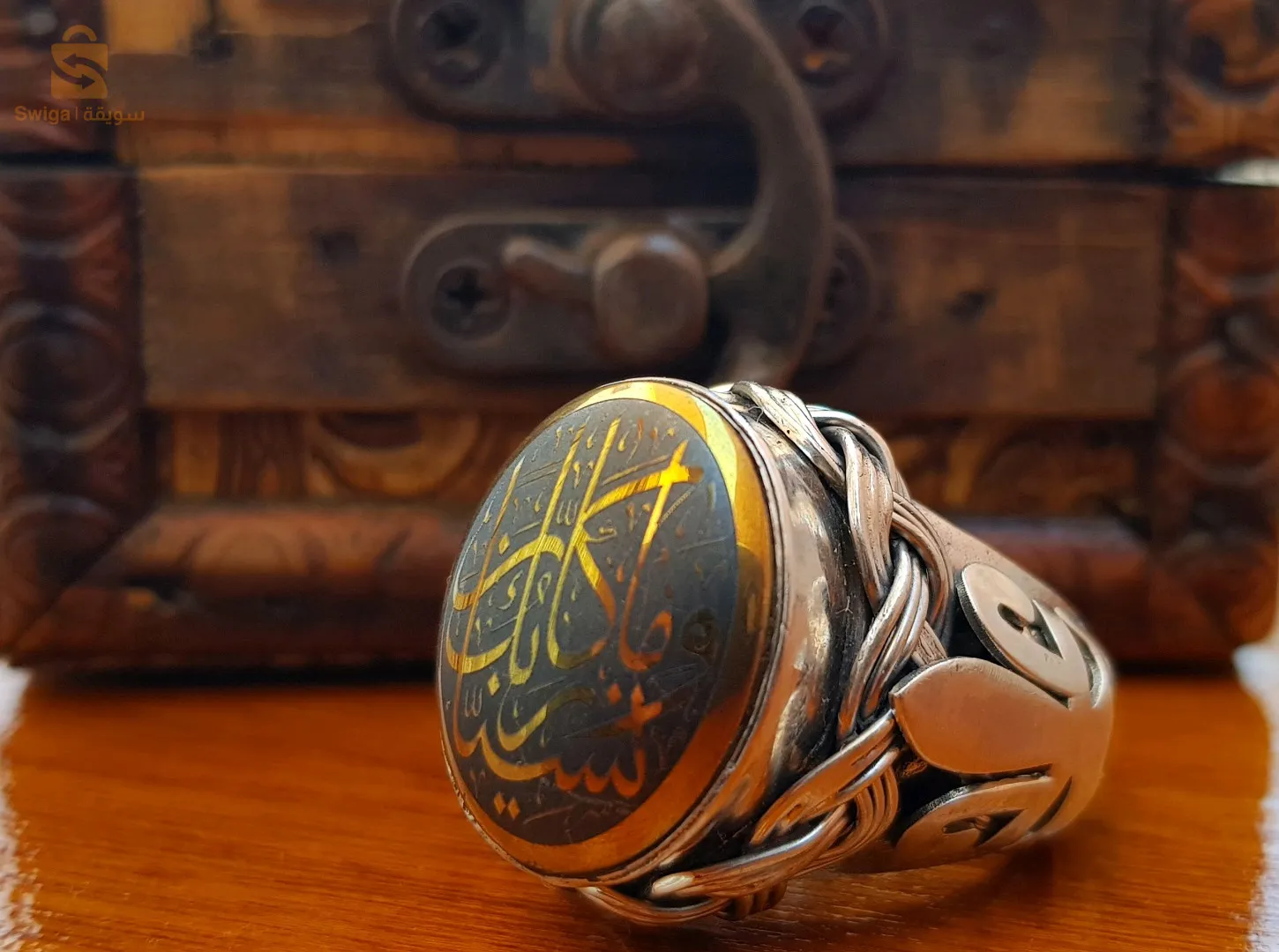 خاتم عيار ثقيلة بحجر العقيق صنع يدوي