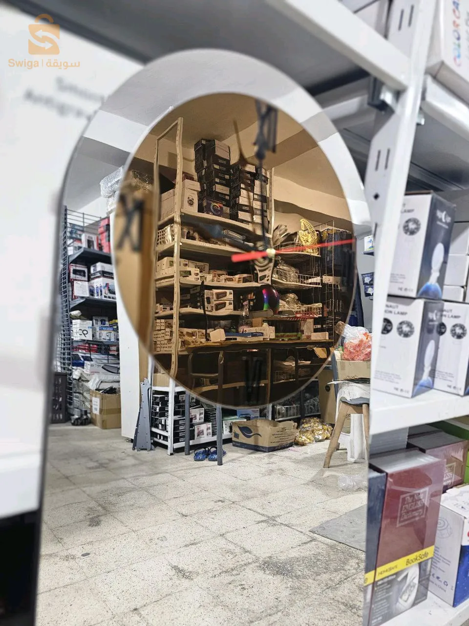 Horloge style modérne murale en Miroir acrylic Ovale