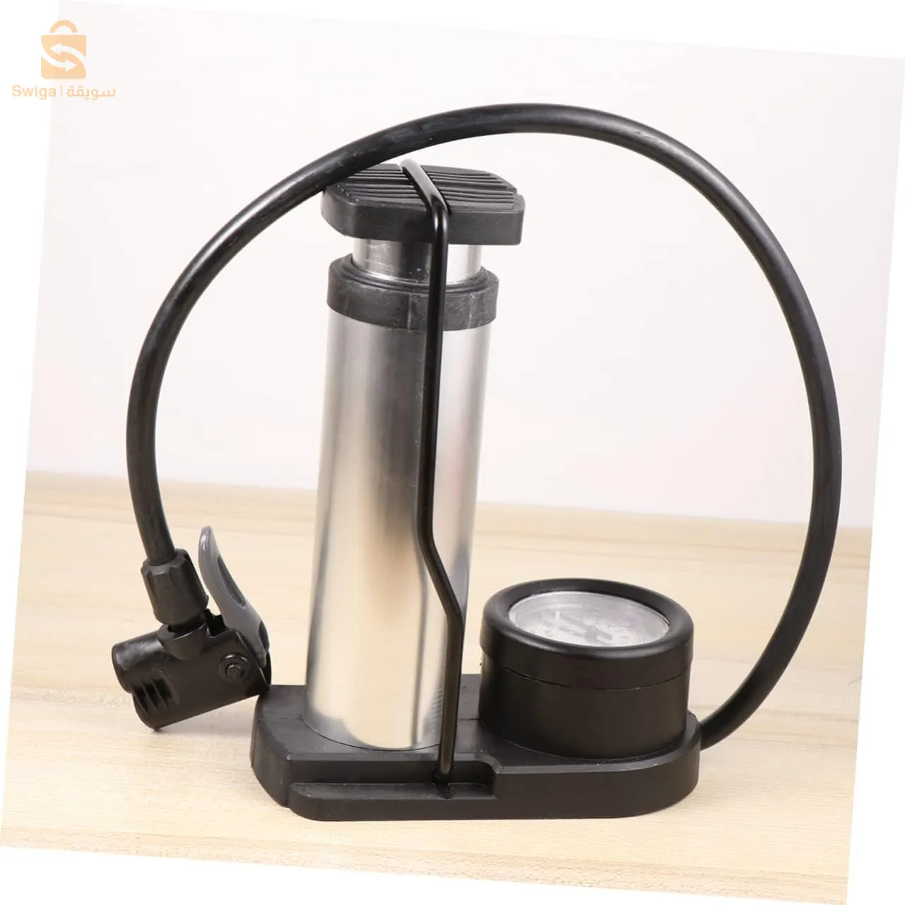 مضخة قدم صغيرة محمولة مع مقياس الضغط العالي$👍