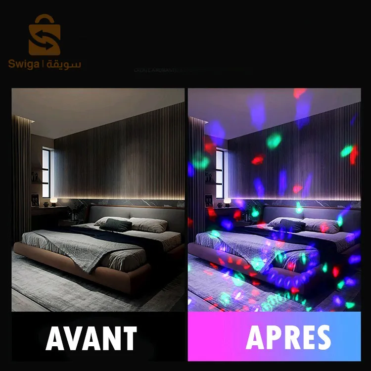 ضوء مسرح على شكل كرة سحرية دوارة ملونة RGB$👍