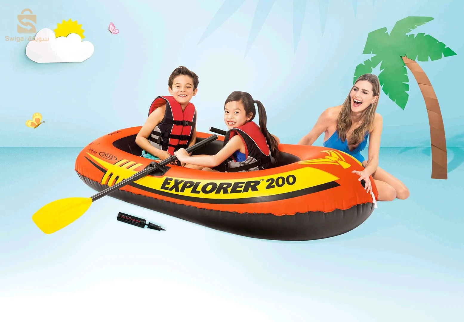 Bateau de natation Intex 200 + pompe + pagaies