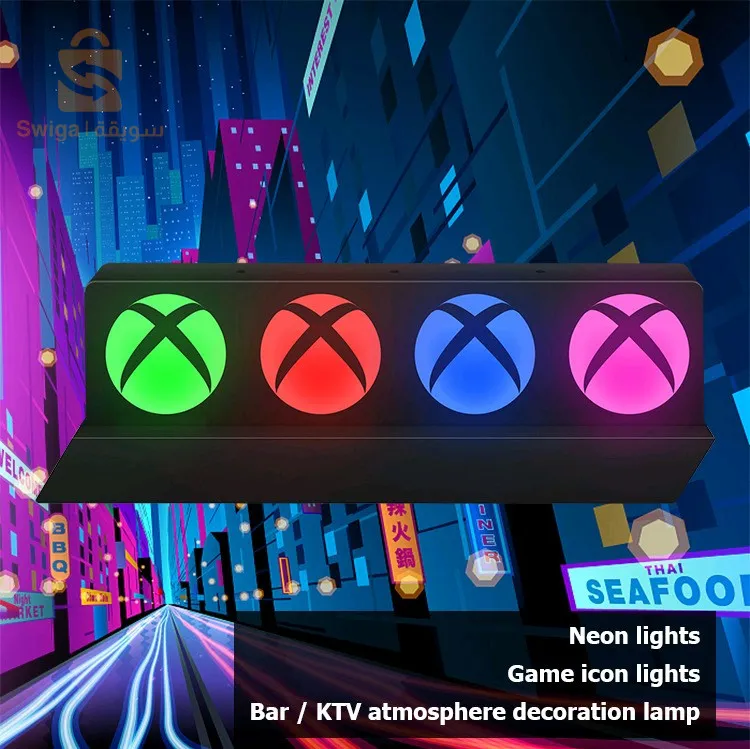 مصباح إضاءة LED بأيقونات Xbox مع 3 أوضاع إضاءة - إضاءة ملونة تفاعلية مع الموسيقى$👍