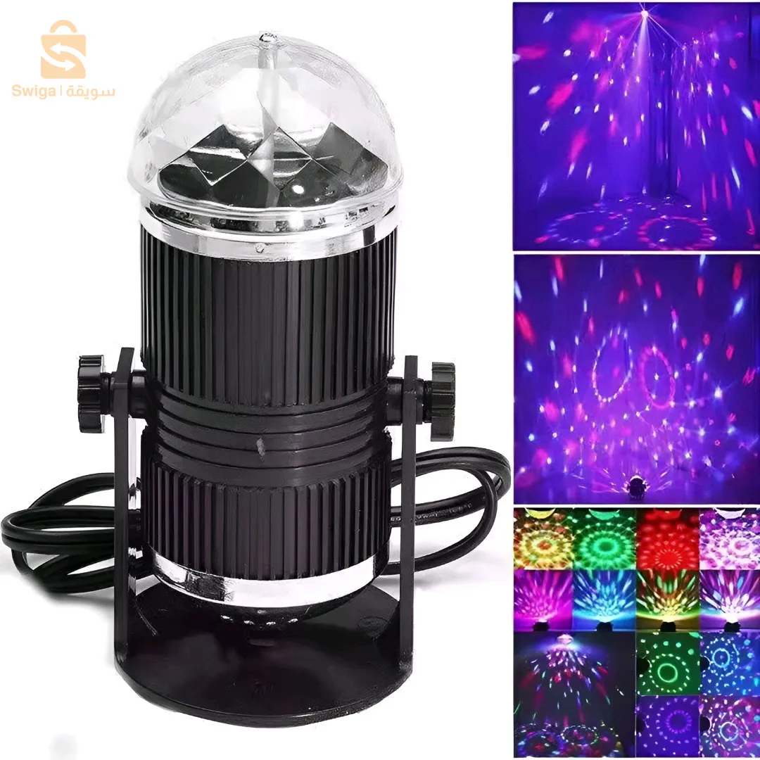 جهاز عرض كرة بلورية دوار مع التحكم الصوتي، ليزر RGB LED 220 فولت$👍