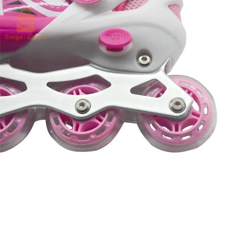 بكرات محاذاة مريحة للأطفال مع عجلات RGB - مقاس وردي 35-38 / 38-42$👍