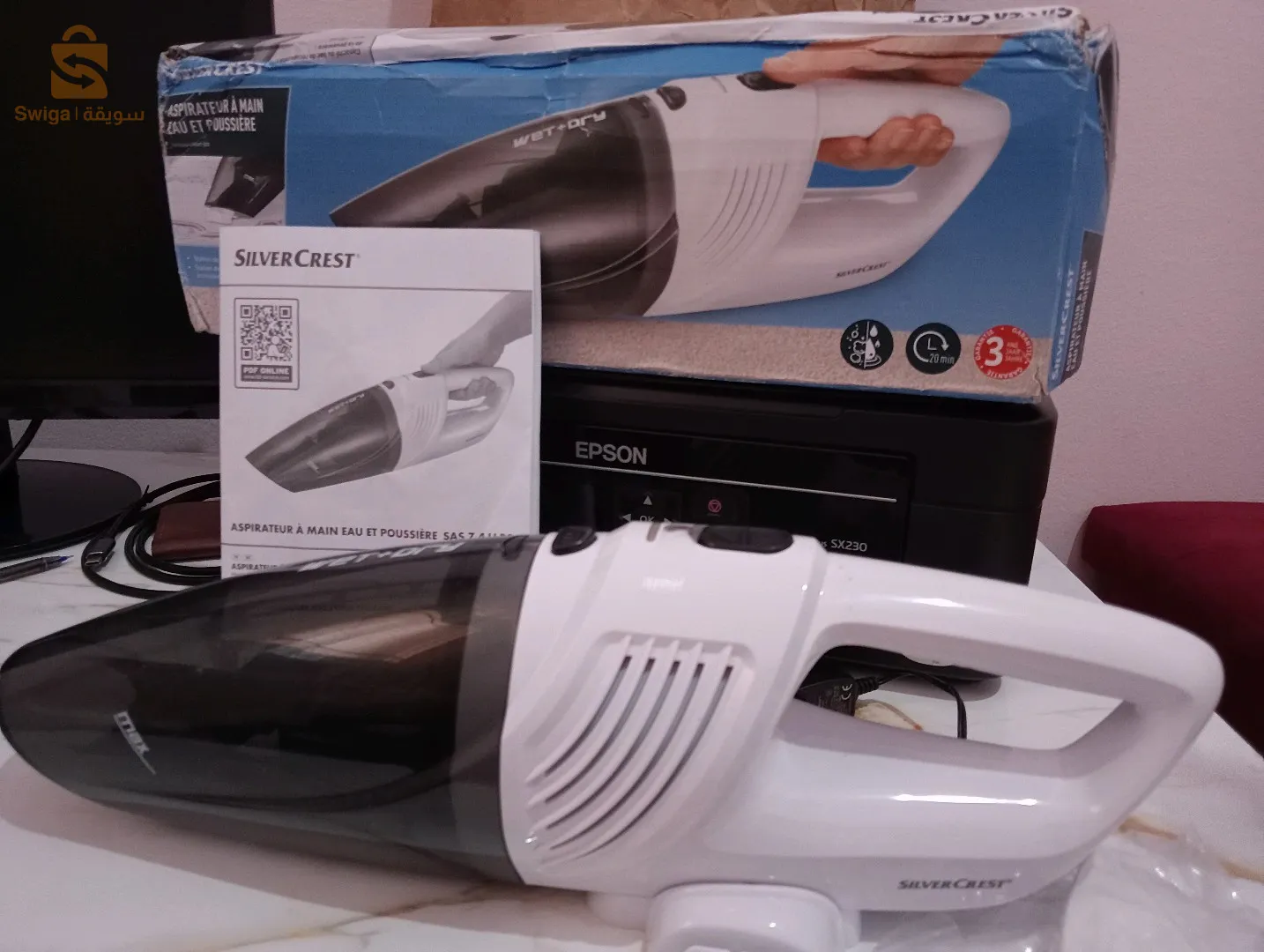 #Aspirateur_A_Main_Aux Et Poussière#SILVER_CREST#Batterie : 7.4 V #Autonomie_en_Aspiratio_continue : 20 Mn.#Capacité du bac de récupération  de la Poussière  Max 400 ML#Capacité du bac de récupération  des Liquides  Max 150 MLMade in #Germany 🇩🇪🇩🇪